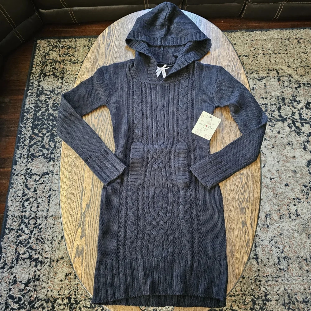 Derek Heart Black Knit Hooded Dress Size Women's Small NEW with Tag